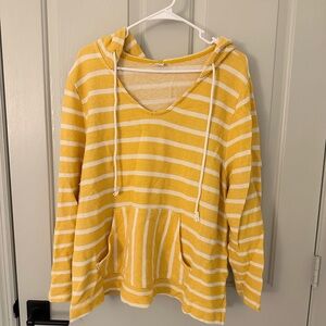 Yellow Striped Hooded Sweatshirt